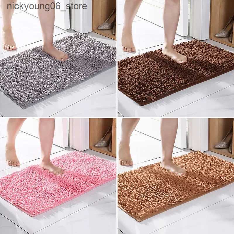Non-Slip Bath Mats NEW Chenille Floor Mat Absorption Bath Mats Non Slip Bathroom Carpets Memory Foam Bath Rug Rectangle Toilet Floor Mat Wholesale L24