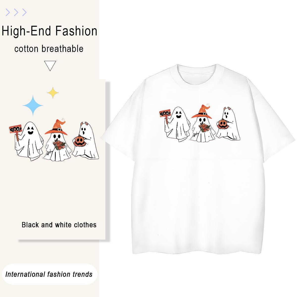 Factory Direct T-Shirts 100% Cotton 230g O Neck Short Sleeves Street Casual halloween Tshirt for Man Woman Lady Plus Size Custom Clothes