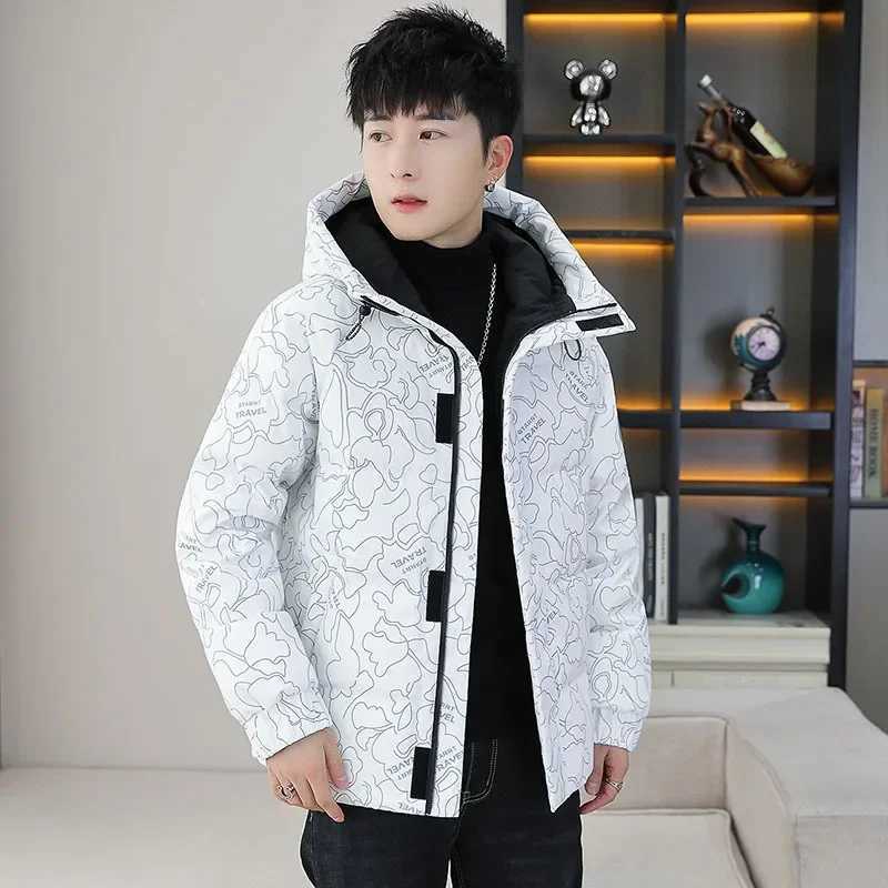 Men's Down Parkas Mens winter cotton lined jacket warm casual jacket hooded design suitable for outdoor activities Y241009ETG1