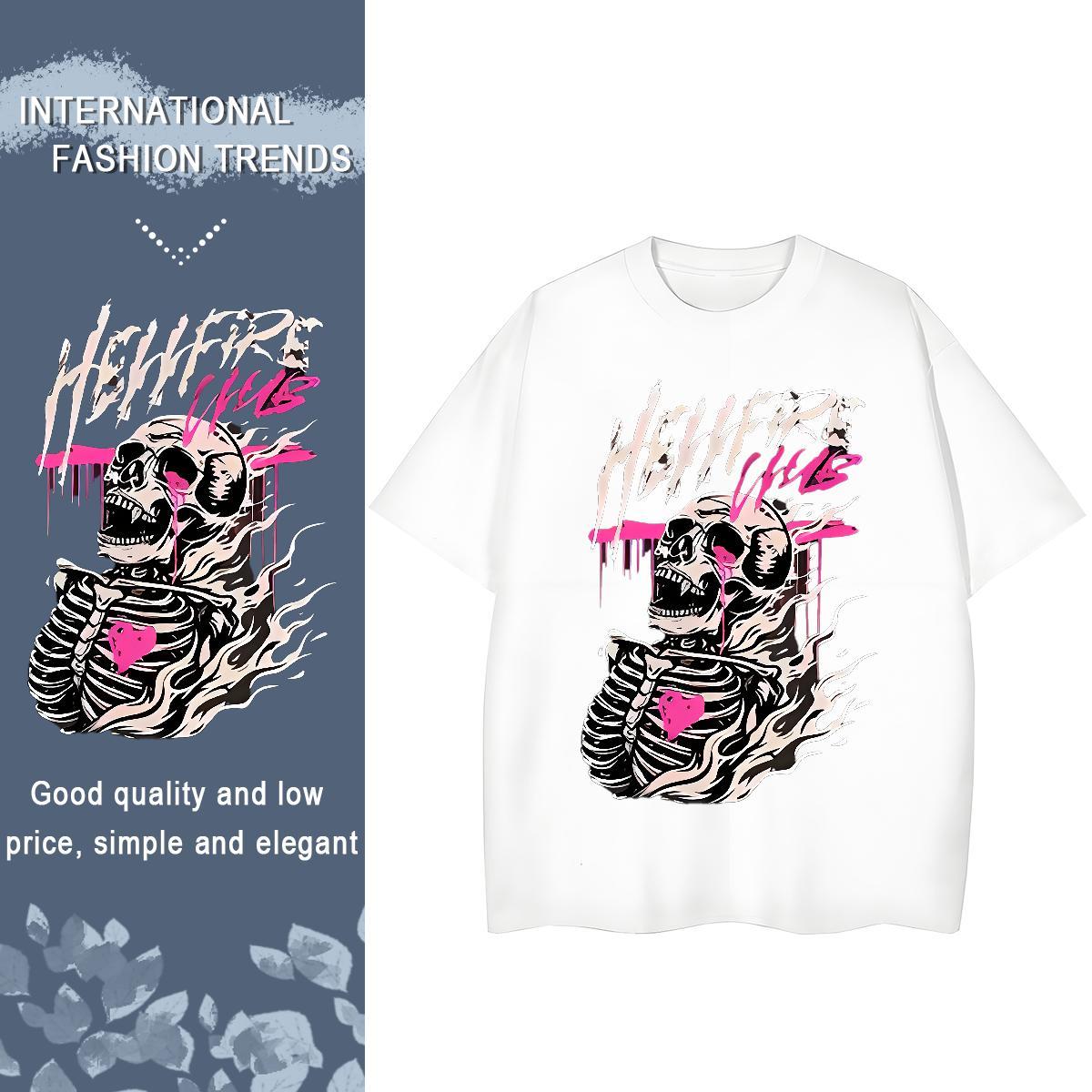 Designer Womens T Shirts 100% Cotton 230g Crew Neck Breathable Hip Hop skull Lady T shirt Free Shipping DIY Printed Tshirts