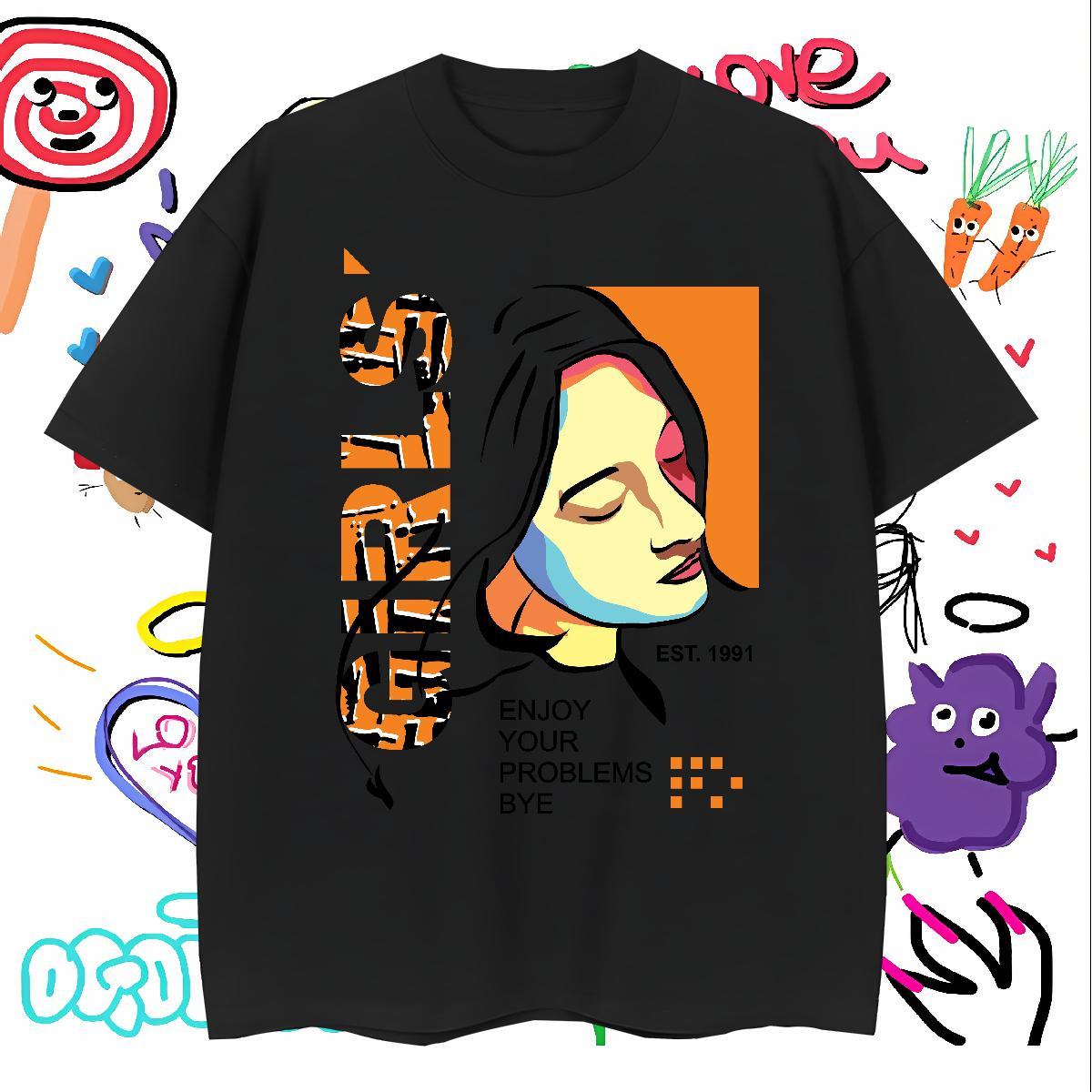 Unisex T Shirt For Man 230g 100% Cotton portrait Street Wear Plus Size Custom Breathable Short Sleeve Tshirts Designer Fashion Top Tees