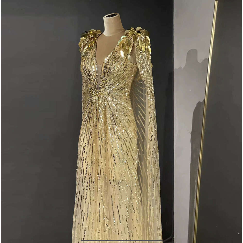 Dignified Elegant Gold Beaded Dress Duchess of Cambridge Replica Evening Reception or Alternative Bridal Gown