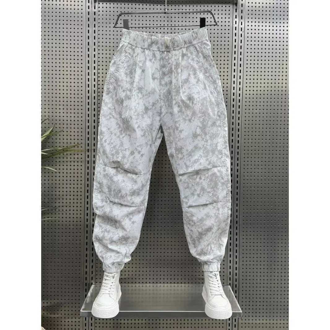 Mens Summer Clothing Cargo Pants Mens Clothing Bag Pants Mens Cutting Trouser Large Korean Dongdaemun 2024 Sports Gym W241009