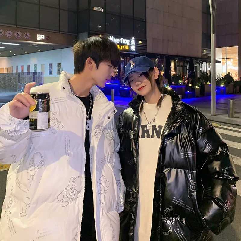 Men's Down Parkas Fluorescent Print Puffer Parkas Mens Winter Fashion Trend Skiing Waterproof Warm Jacket Tn Hip Hop Bubble Jacket Y2410099FJ1