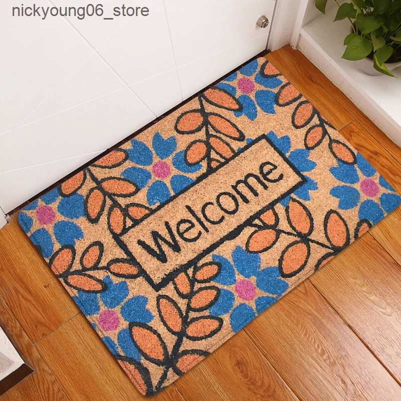 Non-Slip Bath Mats Door Mat Entrance Mat Welcome Flowers Patten Non-slip Doormat front doormats outdoor decor indoor funny floor mats bath rug L240910