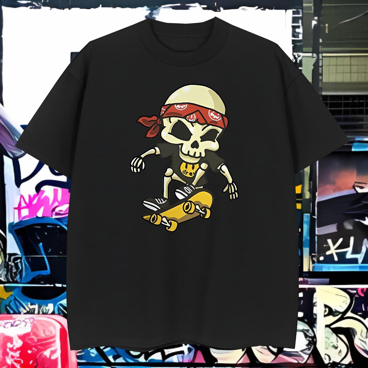 Unisex T-Shirts 230g Pure Cotton skull Street wear Hip Hop Cartoon Printing M-4XL Breathable Soft Mens Tshirts Fashion Designer Clothings