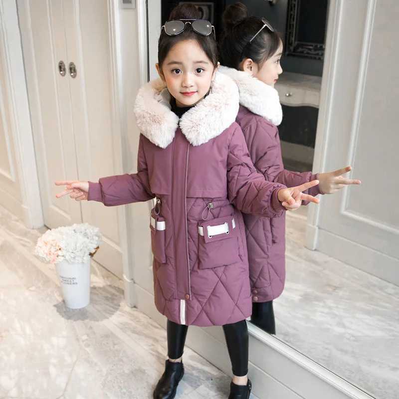 Down Coat 2024 new Children Girl Jacket Thick Long Winter Warm Coat Fashion parka Hooded Outerwear Clothes For s girls clothing H241010
