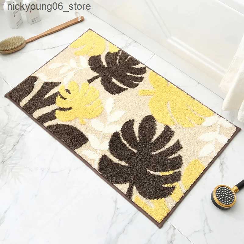 Non-Slip Bath Mats Leaves Non-Slip Bath Floor Mat Bathroom Fluffy Cashmere Absorbent Soft Rug Pad Children Room Carpet Home Decor Floor Mats L240910