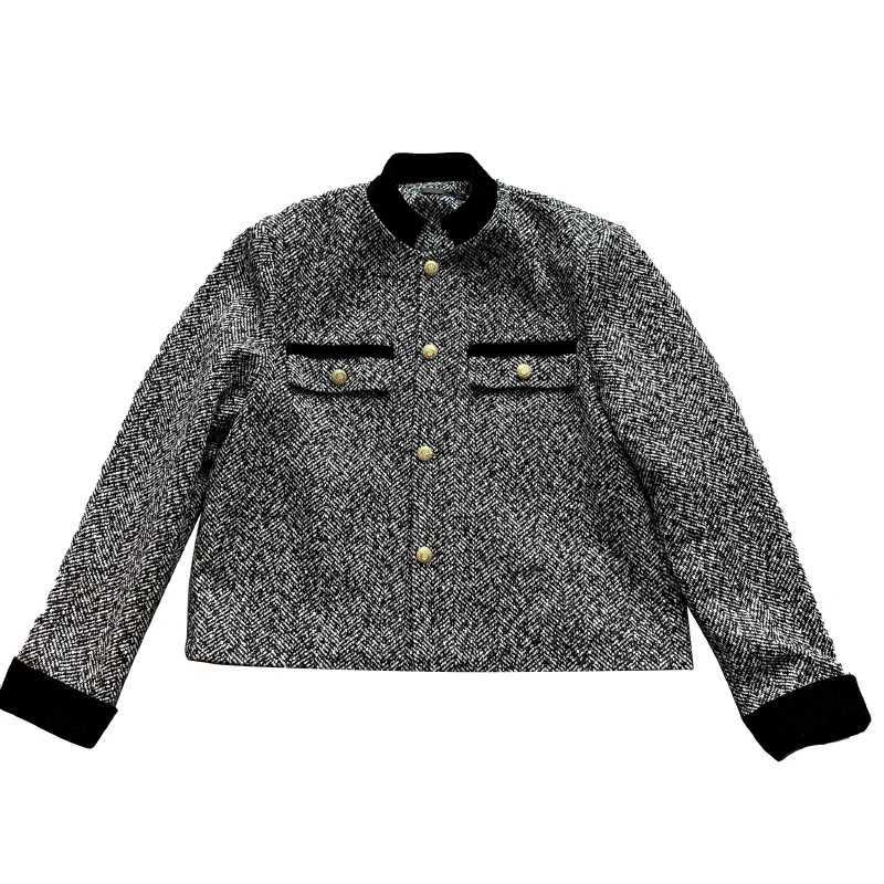 SYUHGFA Korean Stand Collar Woolen Jacket Mens Clothing Loose Short Style Coat 2024 Autumn Tops Fashion Casual Jackets For Male LX241010