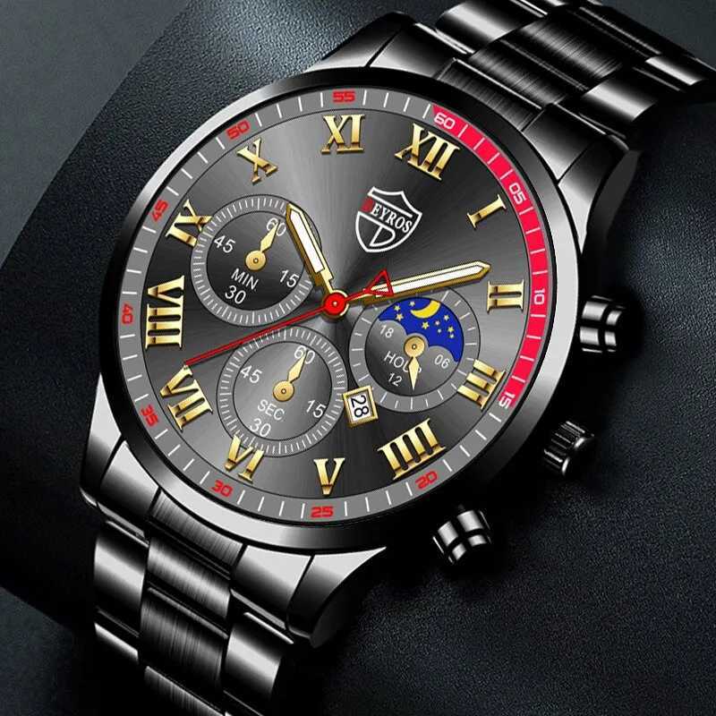 2PCS Fashion Mens Calendar Watches Luxury Male Stainless Steel Quartz Wristwatch Luminous Clock Men Bracelet Wrist WatchX241010