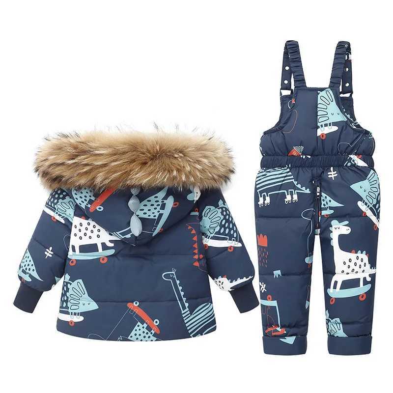 Down Coat Children Winter Warm Down Jacket Parka Boy Baby Overalls toddler Girl Clothes s dinosaur Clothing Set Hooded Coat Snowsuit H241010