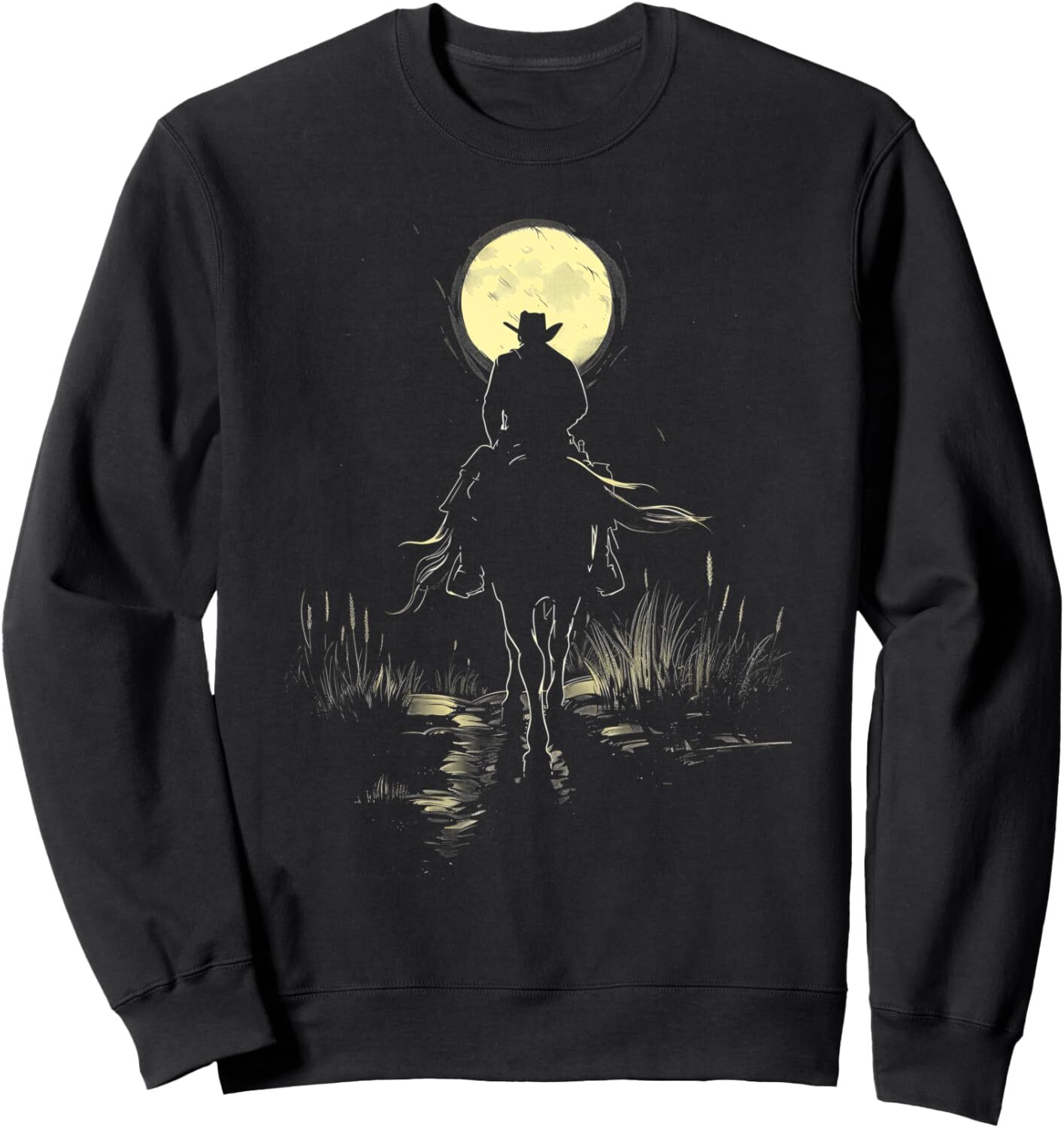 Long Sleeve Shirts for Men sweatshirt Cowboy Horseback Riding Western Country Moon Graphic Tees Sweatshirt Tee Streetwear Casual tops clothes