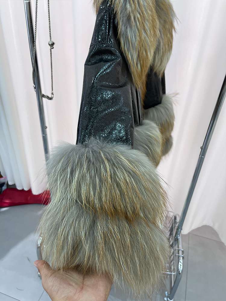 2024 New Winter Natural Raccoon Fur Collar Women's Genuine Sheepskin Leather Jacket Outerwear Female Coat