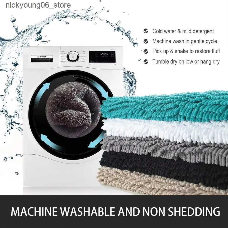 Non-Slip Bath Mats NOAHAS Non Slip Bathroom Rug Shaggy Bath Mat Washable Rugs Bathroom Shower Soft Plush Chenille Absorbent Carpets Mats L240910