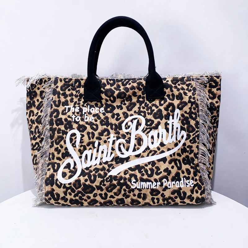 Leopard Print Canvas Bags For Women Handbag Purse 2024 In Casual Letter Tassel Large Capacity Tote Shoulder 241008