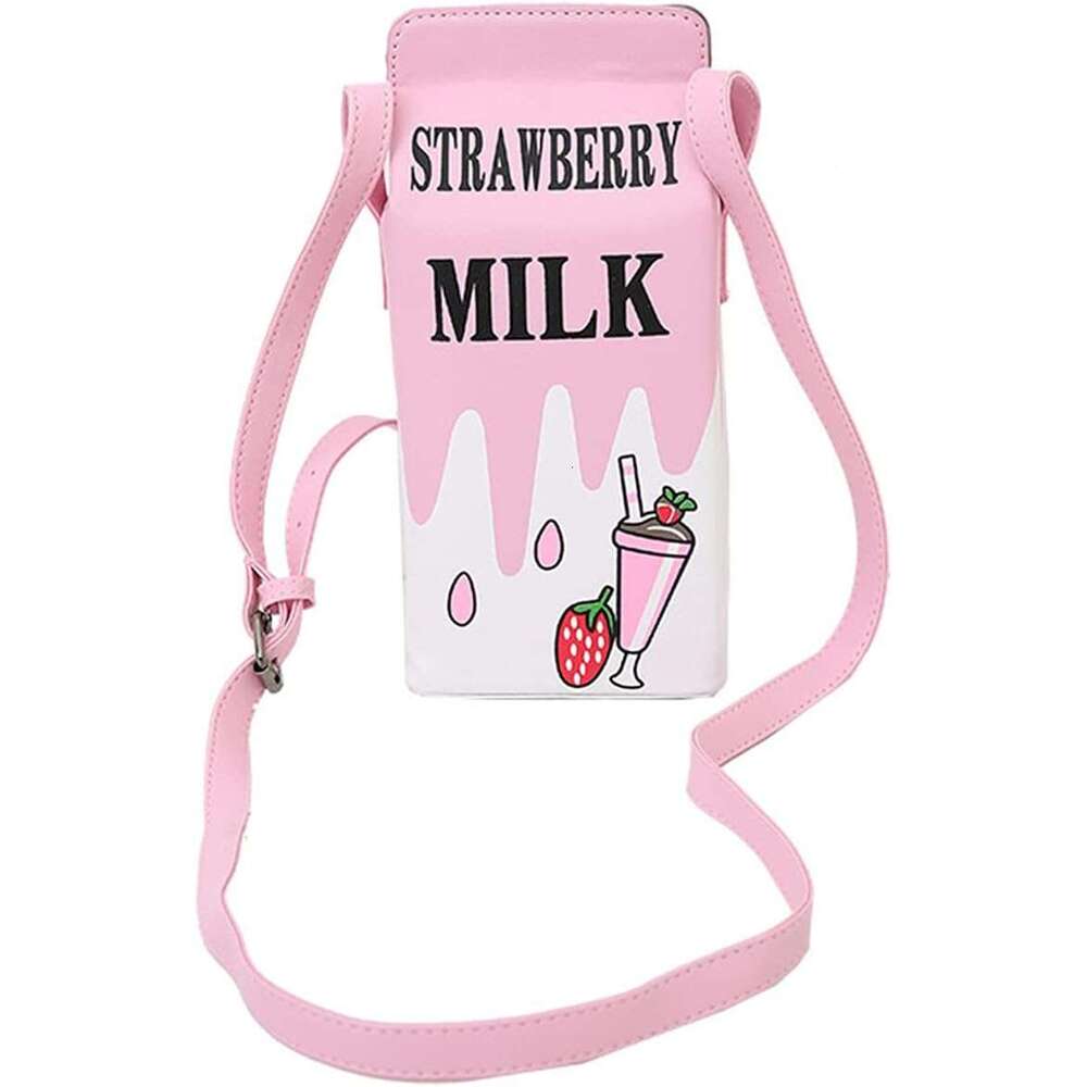 Fruits Unique Girls Banana Strawberry Milk Box Cross Body Purse Women Phone Wallet Shoulder Bag Super Gift