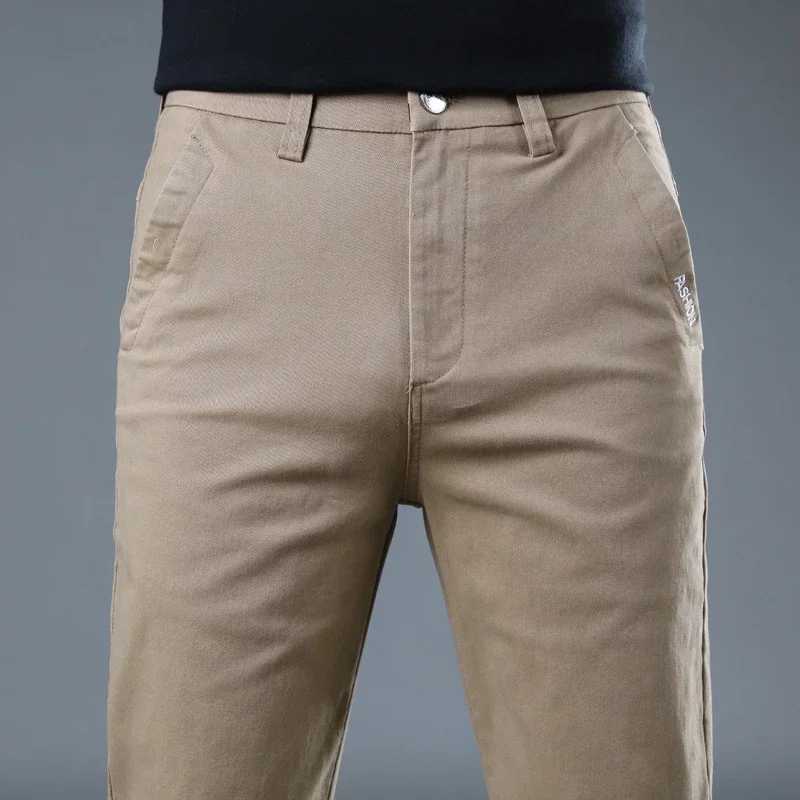 Spring and Autumn Winter Pure Cotton Casual Slimming Pants New Mens Full Match Loose Straight Pants 2023 Grey Khaki W241009