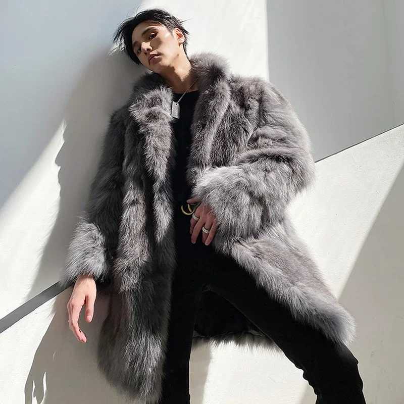 Autumn and winter fur coat jacket thick mens collar warm and luxurious faux fur black park Bontjas mens fur coat jacket outerwear jacket W241009
