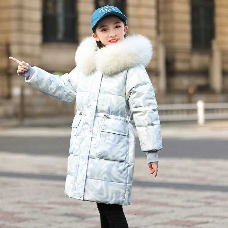 Down Coat 2024 Winter Thicken warm Down jacket s toddler girl clothes Parka Hooded Children clothing Outerwear snow suit faux fur coat H241010