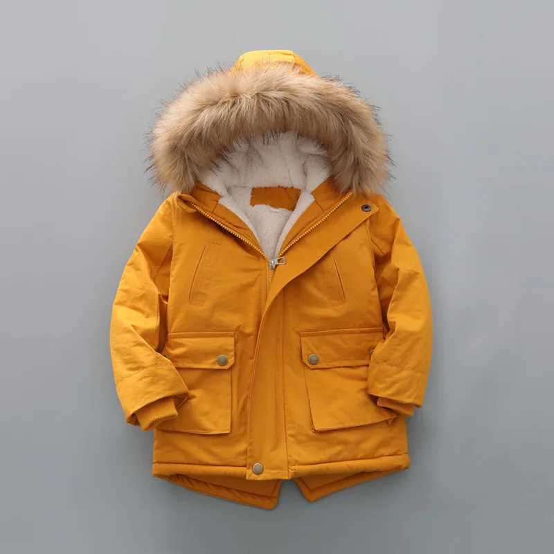 Down Coat 3 4 5 6 7 8 Winter Boys Jacket Windproof Machine to Keep Warm Thick Fur Collar Girls Coat Hooded Childrens Coat H241010