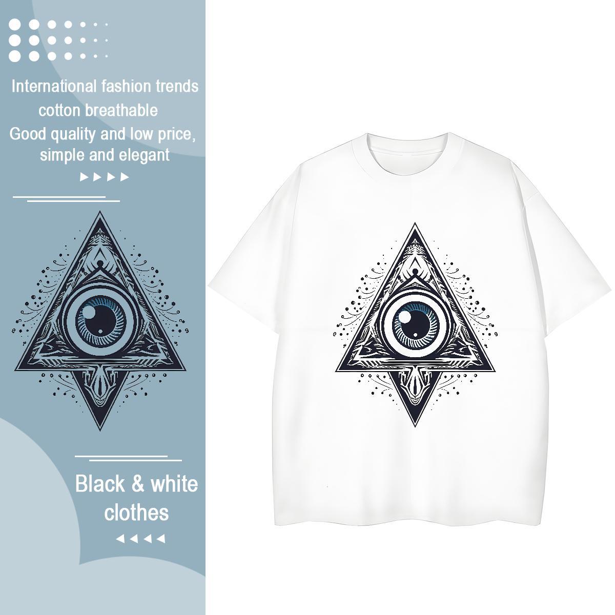 New T shirt 230g Cotton Breathable Crew Neck Sports Casual eye of the devil Women Tshirts Soft Custom Print Oversized Tops Tees