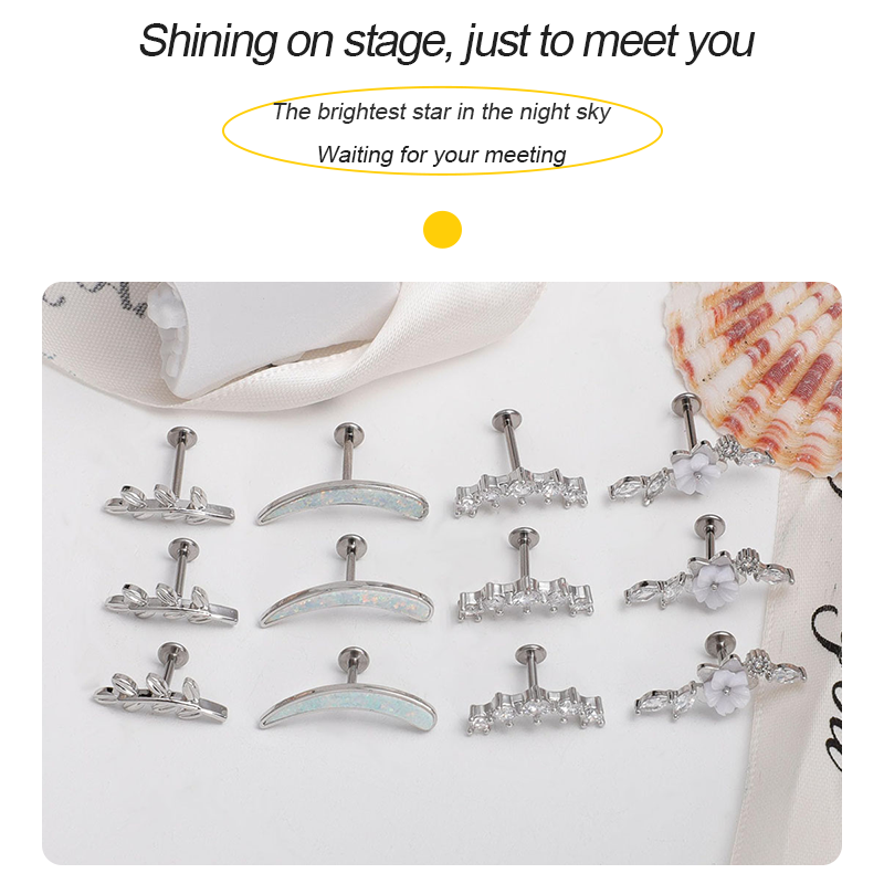 G23 Titanium Cartilage Earrings for Women 16G Pure Titanium Flat Back Stud for Sensitive Ear Cartilage Earrings Internally Threaded Conch Helix Pierci