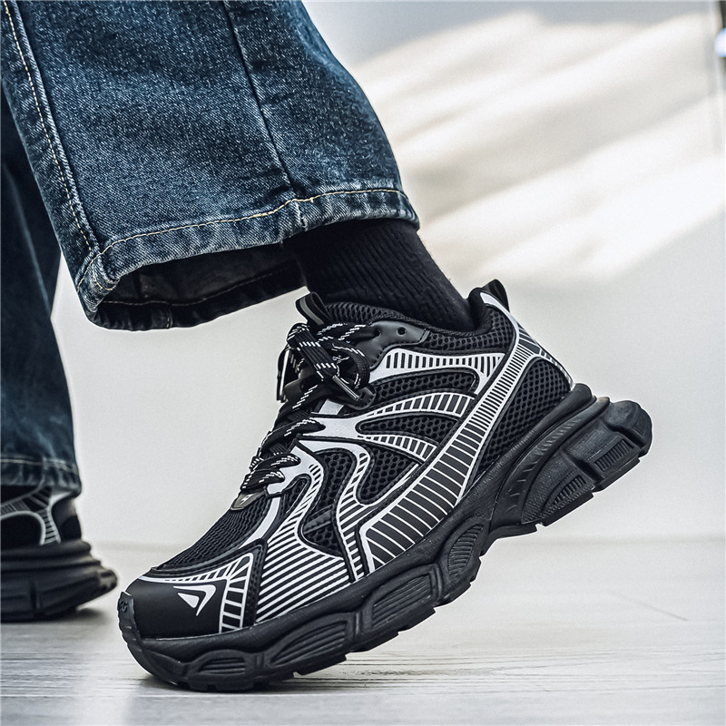 2024 Four Seasons Men's and Women's Thick Bottom Mesh Sports and Leisure Chunky Shoes