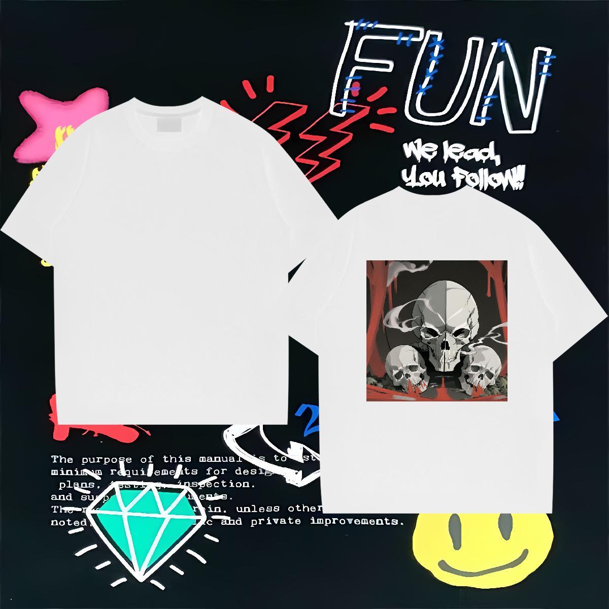 Soft Mens T Shirts 230g Cotton skull Summer Casual Customized Print Breathable Men Tops Tees Free Shipping Tops Shirt