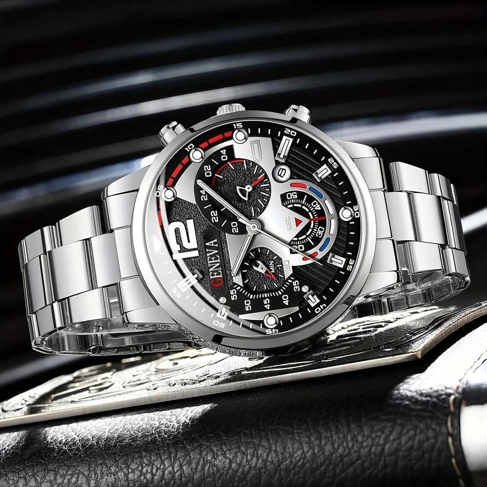 New Hot Watches Fashion Men Stainless Steel Watch Luxury Calendar Quartz Wristwatch Business Watches Man Clock Relogio MasculinoX24