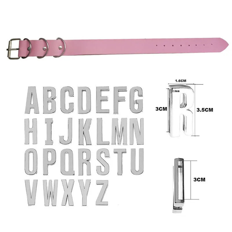 Sexy Pink Leather Customized Letters Collars Choker Necklace Punk Personalized Name Buckle Chocker Jewelry Cosplay Party Gift 241009