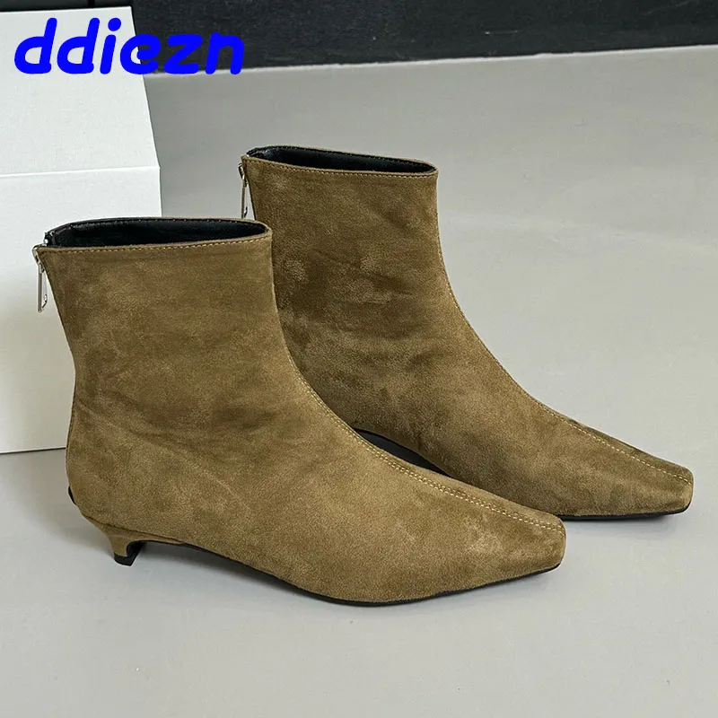 Fashion Zippers Women Ankle Boots With 3Cm Heel Designer Ck Footwear Pointed Toe Ladies Modern Short Booties Shoes