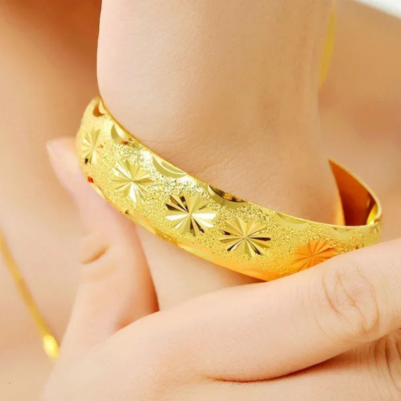 Gold Bracelet for Women 9999 24k Real Gold Bracelet Wide Face Dragon and Phoenix Bracelet Adjustable Gold Bracelet 240929