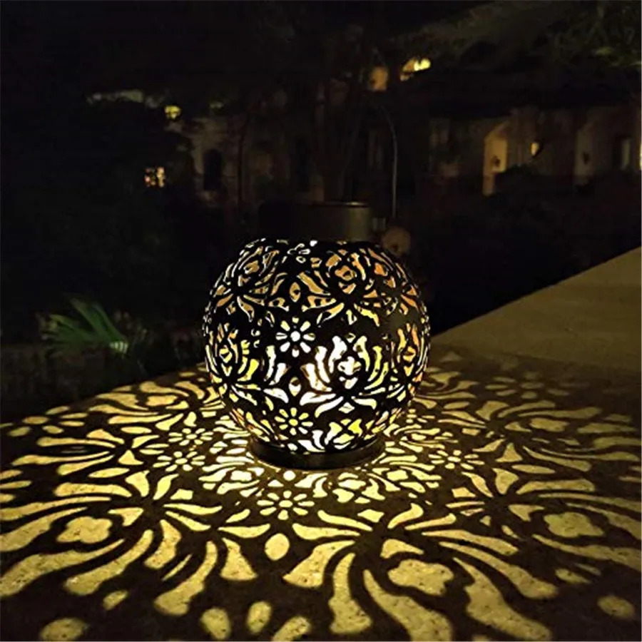 Outdoor Garden Solar Light Iron Art Pendant Hollow LED Landscape Light Garden Decoration Project Waterproof Light 241008