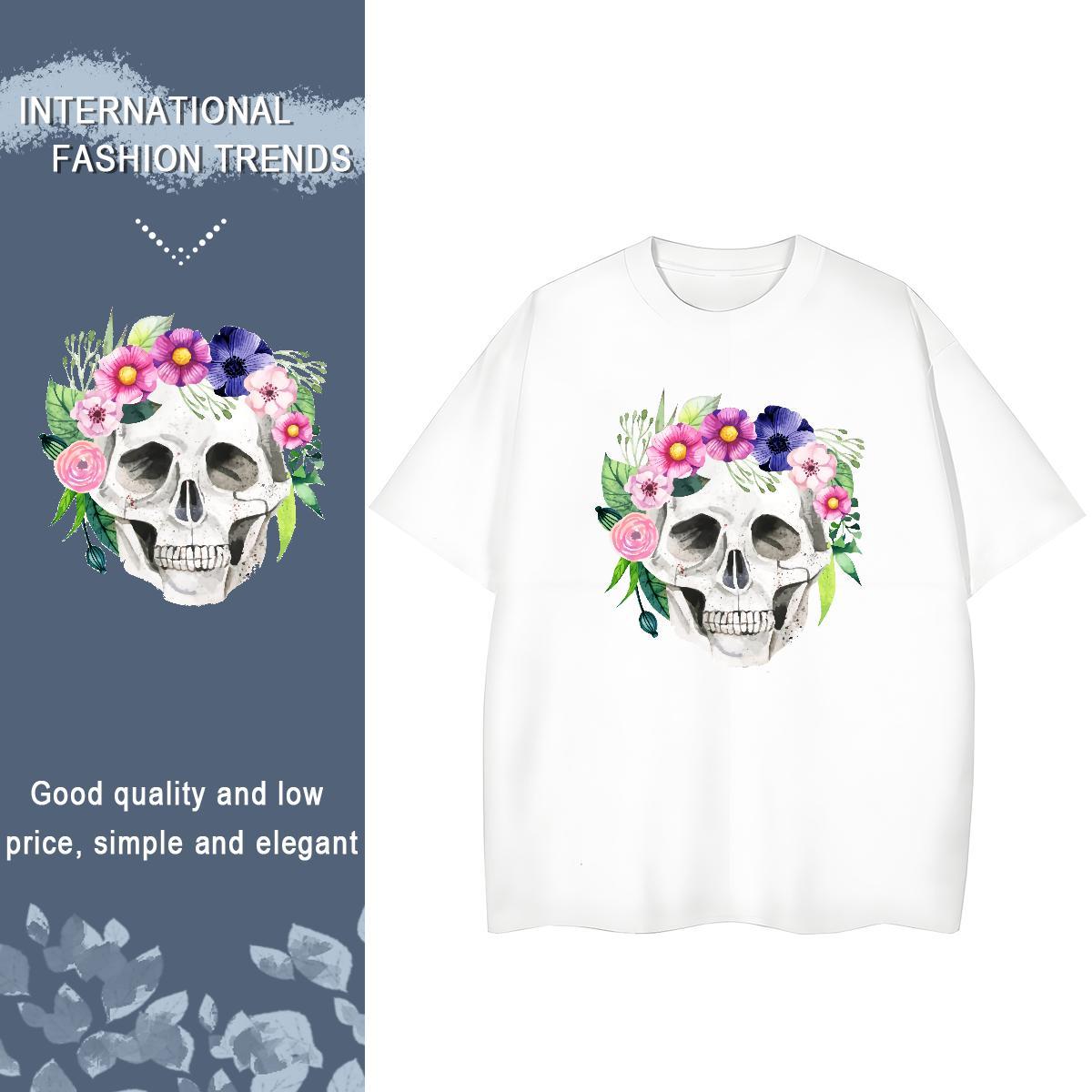 2024 T-Shirts for Women 230g 100% Cotton Breathable Soft Street skull Tshirt for Man Woman Lady Oversized Tee Shirt