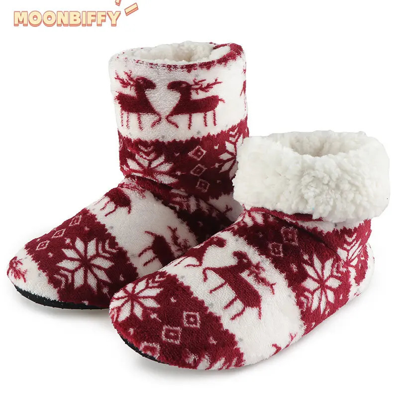 Winter Fur Slippers Women Warm House Slippers Plush Flip Flops Christmas Cotton Indoor Home Shoes Floor Shoes Claquette Fourrure 241010