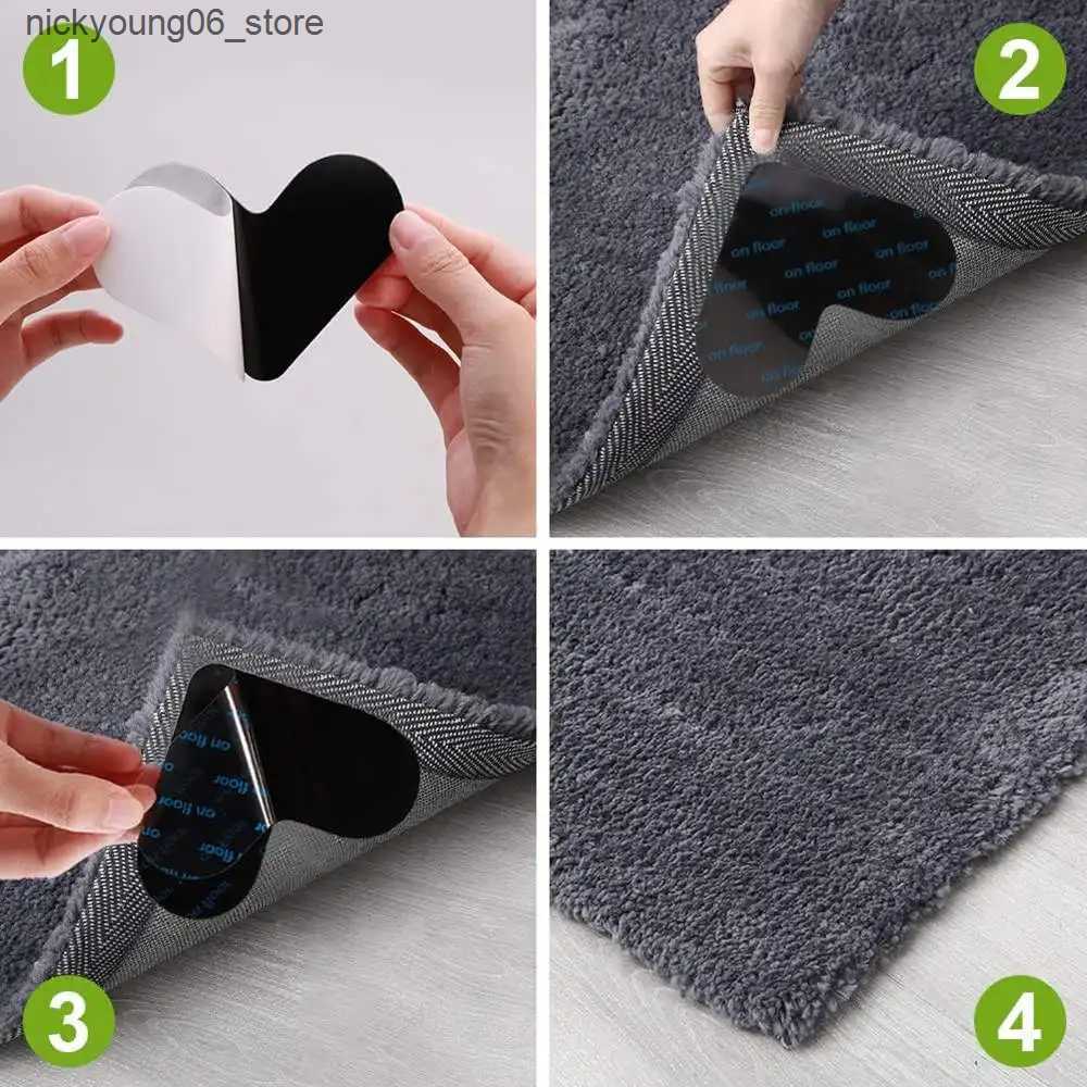 Non-Slip Bath Mats 4/12/24/32PCS Heart Shape Rug Gripper Double Sided Non-Slip Rug Pads Sticker Washable and Reusable Rugs Corner Tape L240910