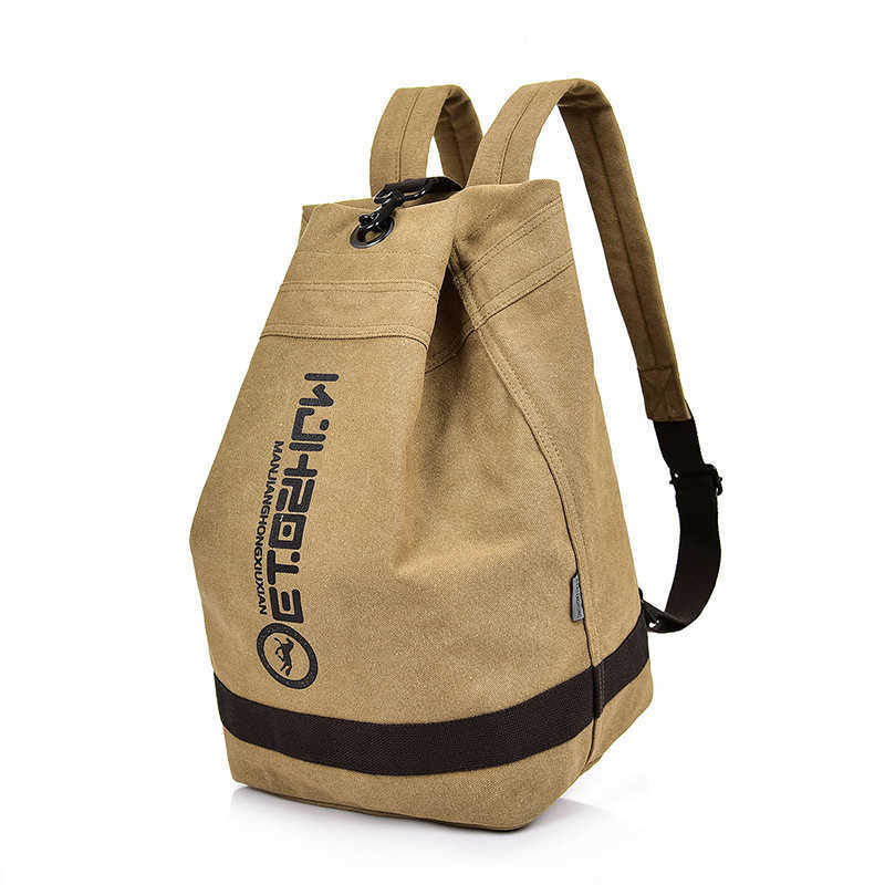 Canvas backpack men's large capacity bucket bag travel large backpack sports basketball backpack 241015