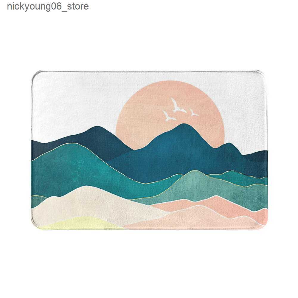 Non-Slip Bath Mats 1PCS Marble Doormat Kitchen Carpet Anti-Slip Nordic Style Colorful Marble Map Rubber Bottom Door Floor Room Dustproof Mats L240910