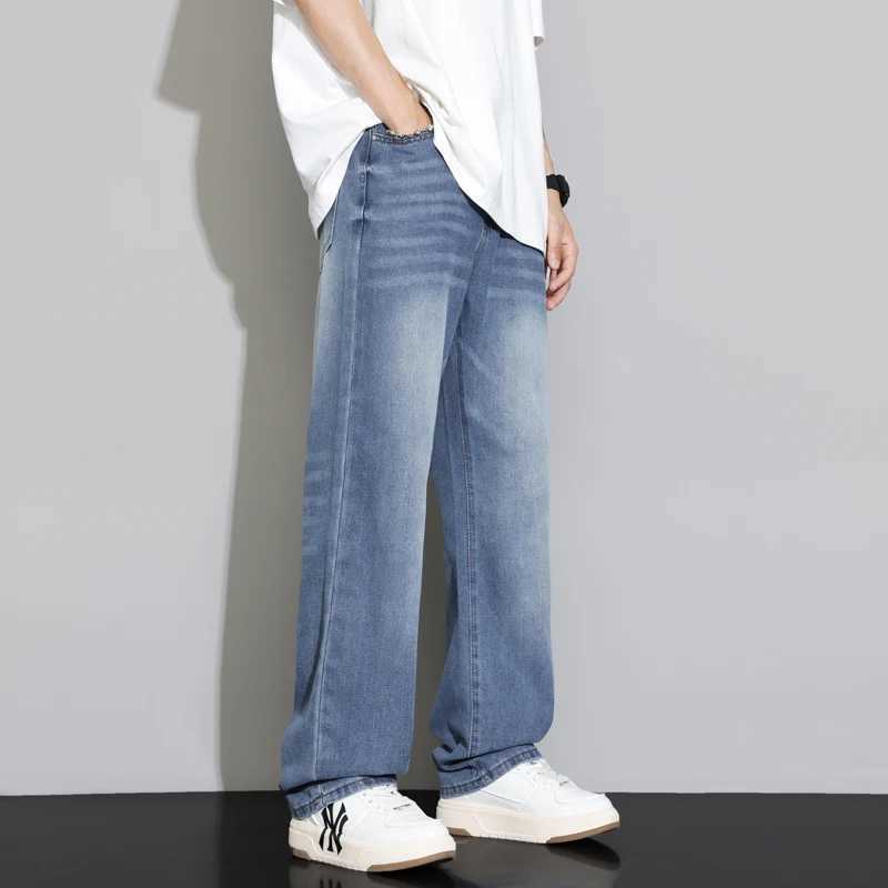 Mens jeans loose and casual fashionable and versatile American denim trendy brand denim pants handsome straight leg pantsX241009