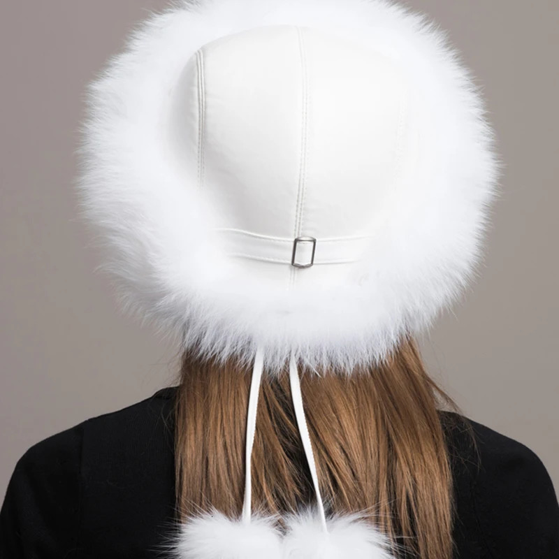 Selling 100% Natural Fox Fur Hat Womens Thick Winter Warm Fashion Earcup 241009