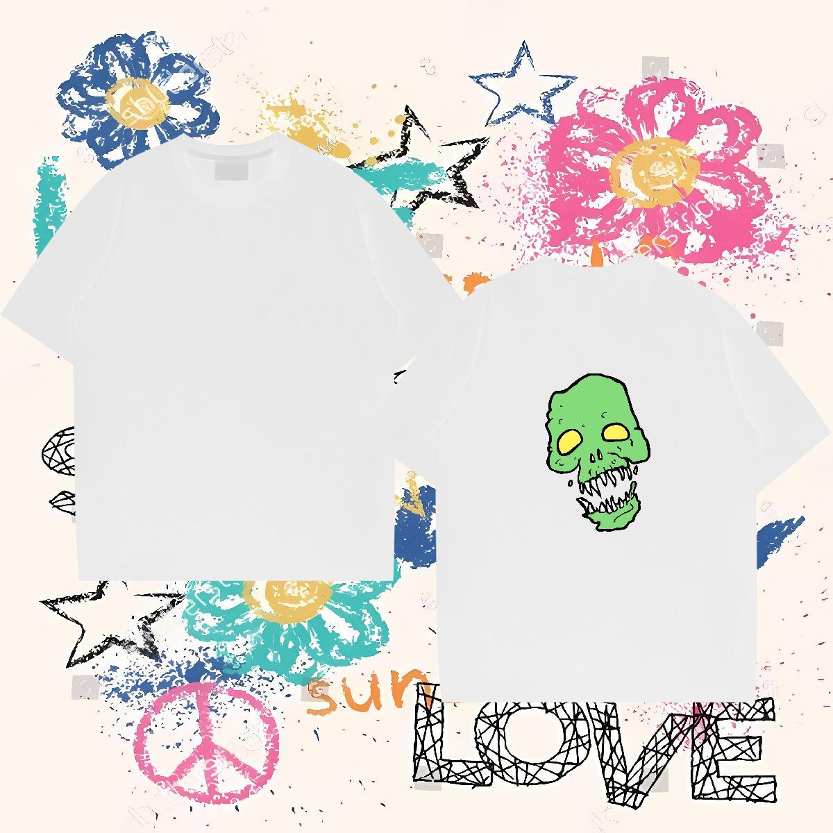 Comfortable T-Shirts 230g 100% Cotton skull Beach Customized Short Sleeve O-Neck Men Clothes T-Shirt New Arrival Tops