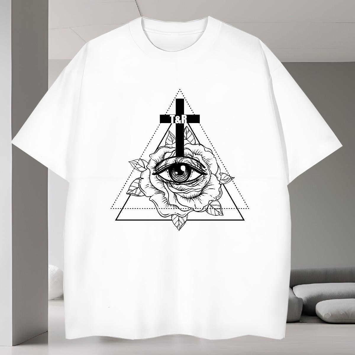 Cool Mens T Shirts 230g Cotton eye of the devil Casual Daily Wear DIY Printed Breathable Crew Neck Tshirt for Man Woman New Arrival Clothings