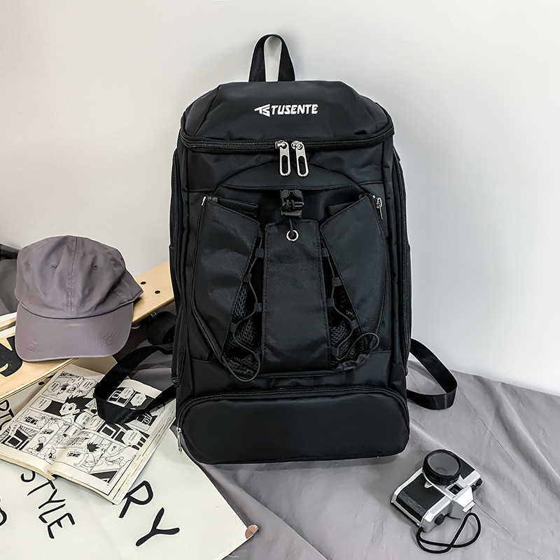 trendy sports backpack for men, large capacity outdoor travel backpack, independent shoe compartment, basketball and football training bag 241015