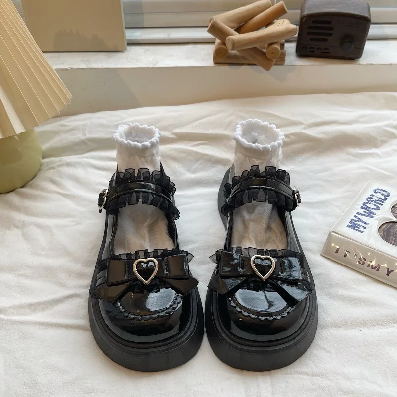 2024 Fashion Buckle Womens Pumps Spring Autumn Mary Jane Round Toe Solid Butterfly Knot Platform Casual Ladies Shoes 241010