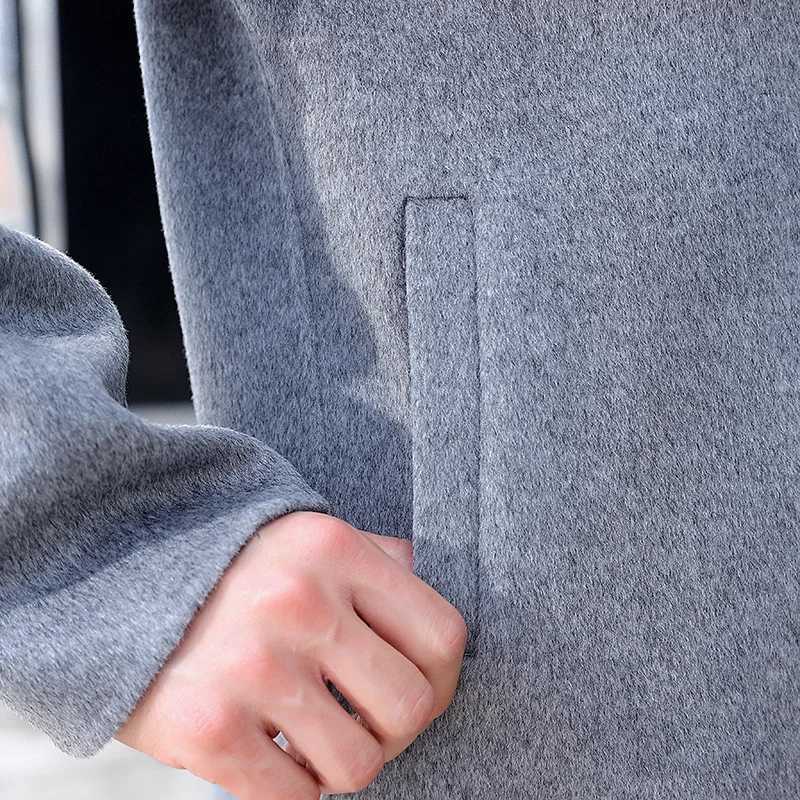 Autumn And Winter Handmade Mens Double-Sided Suit Collar Korean Version 100% Merino Wool Coat Cashmere Business Coat Short Top LX241010