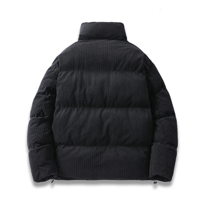 HNDTAZ mens winter jacket Corduroy cotton pad warm park autumn inflatable jacket mens retro mens stand up collar windbreaker 241007
