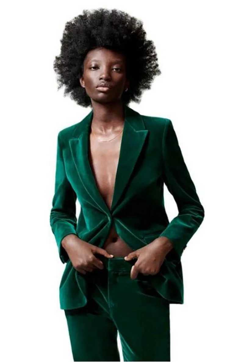Womens two-piece pants custom two-piece set velvet womens business set formal pants wedding evening dress womens jacket Trouser S W241009