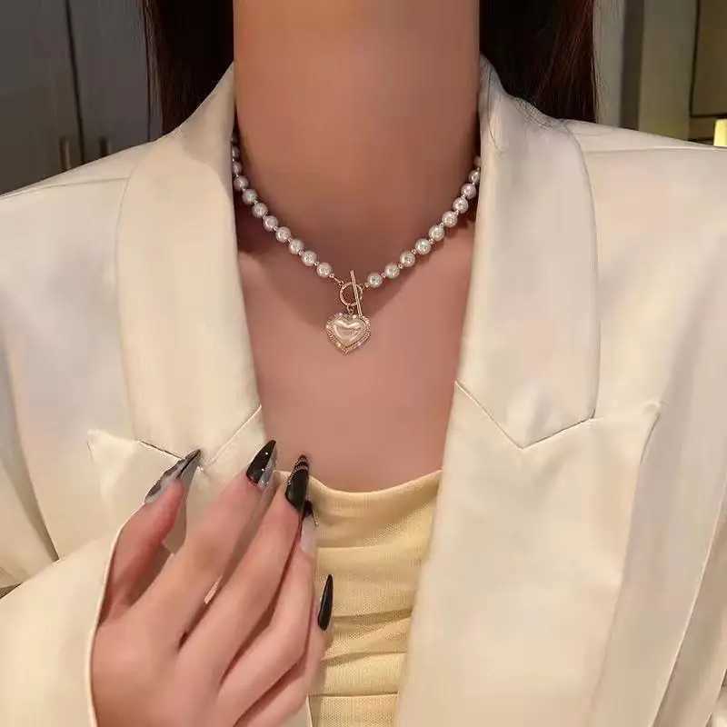 Vintage Imitation Pearl Choker Neckalce for Women Fashion Heart Necklace Gift for Friend Party Trendy Neck JewelryX241009