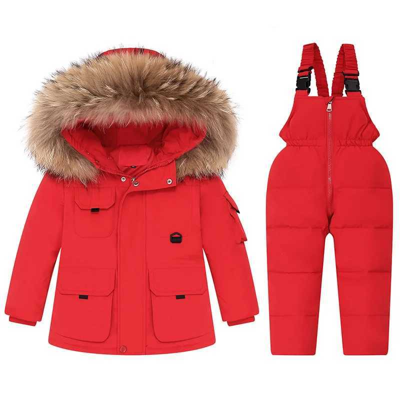 Down Coat Parka Boy Baby Overalls Winter Down Jacket jumpsuit Warm s Hooded Coat Snowsuit toddler girl Clothes children Clothing Set 2p H241010