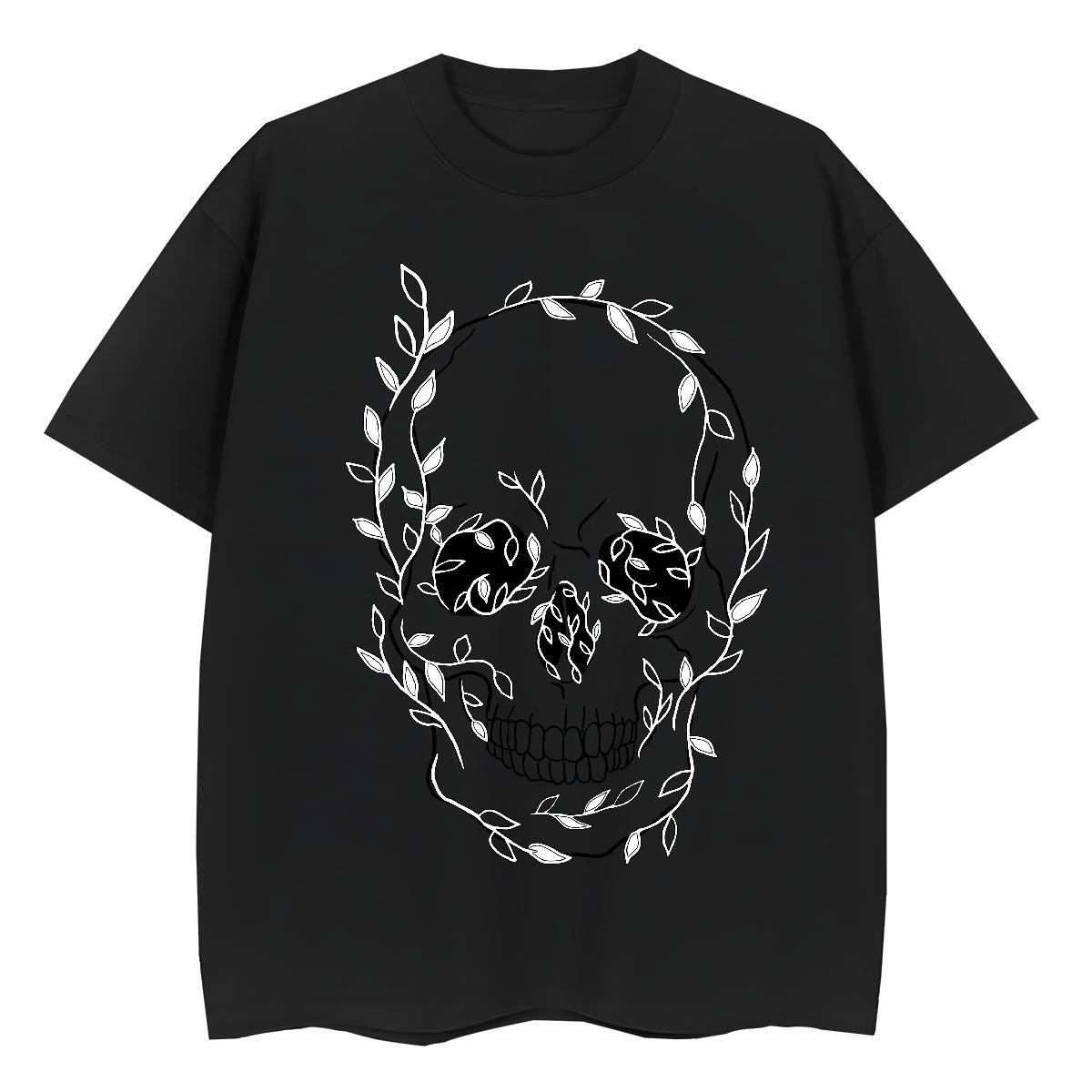 Unisex T-Shirts 230g Cotton skull Casual Beach Customized Print Breathable Crew Neck Men Tshirts Fashion New Clothes